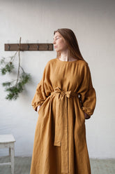 Simple and Elegant Linen Dress with a Classic Touch — Available in Burgundy, Black, Mustard, and Brown 🎨📏| سيمبل